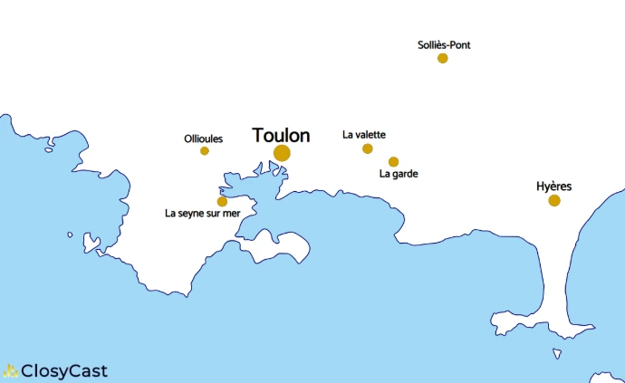 Villes disponibles pour diffuser de la publicité locale