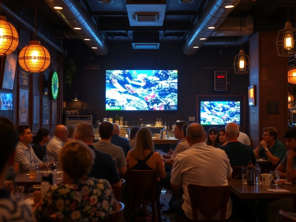 Des personnes dans un bar regardant un match